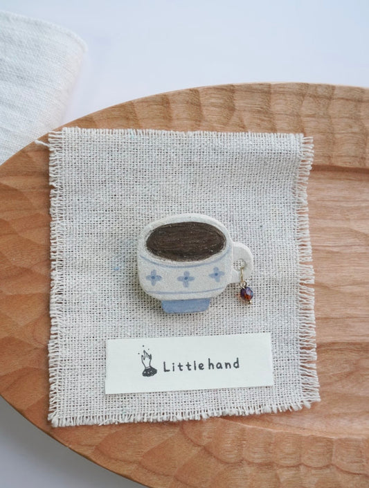 Little Hand Ceramic Coffee Mug Brooch Pin【Pink / Blue】
