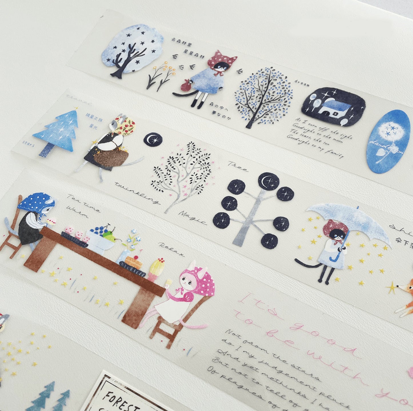 Nekocha Cats in the Starry Forrest PET Tape