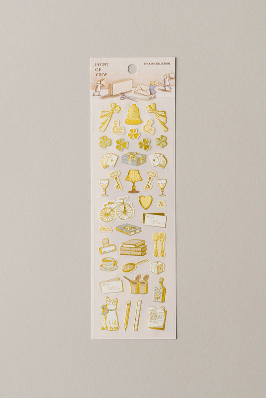 POV Vintage House Old Objects Gold Foil Sticker Sheet