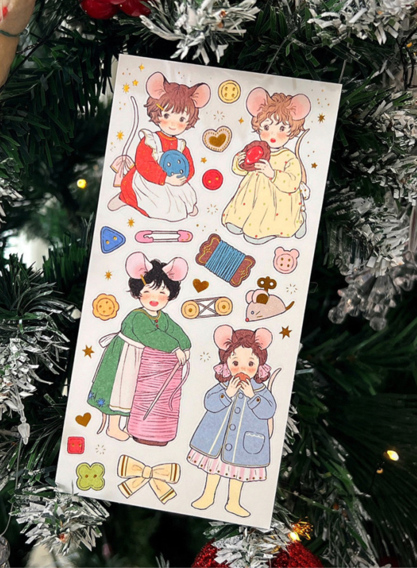 Yoovora Sewing Girls Gold Foil Sticker Sheet