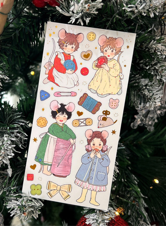 Yoovora Sewing Girls Gold Foil Sticker Sheet