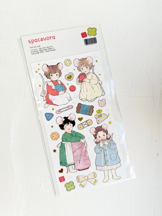 Yoovora Sewing Girls Gold Foil Sticker Sheet