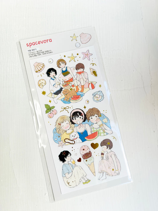 Yoovora Go Swimming in Summer Gold Foil Sticker Sheet