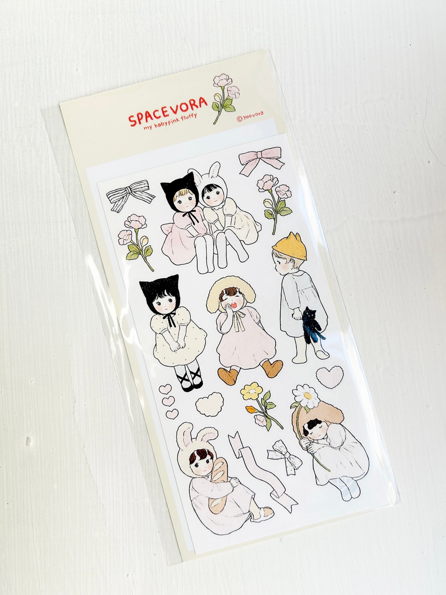 Yoovora Whimsical Bunny Ears Girl Sticker Sheet
