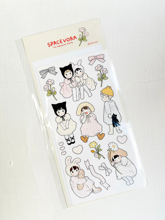 Yoovora Whimsical Bunny Ears Girl Sticker Sheet