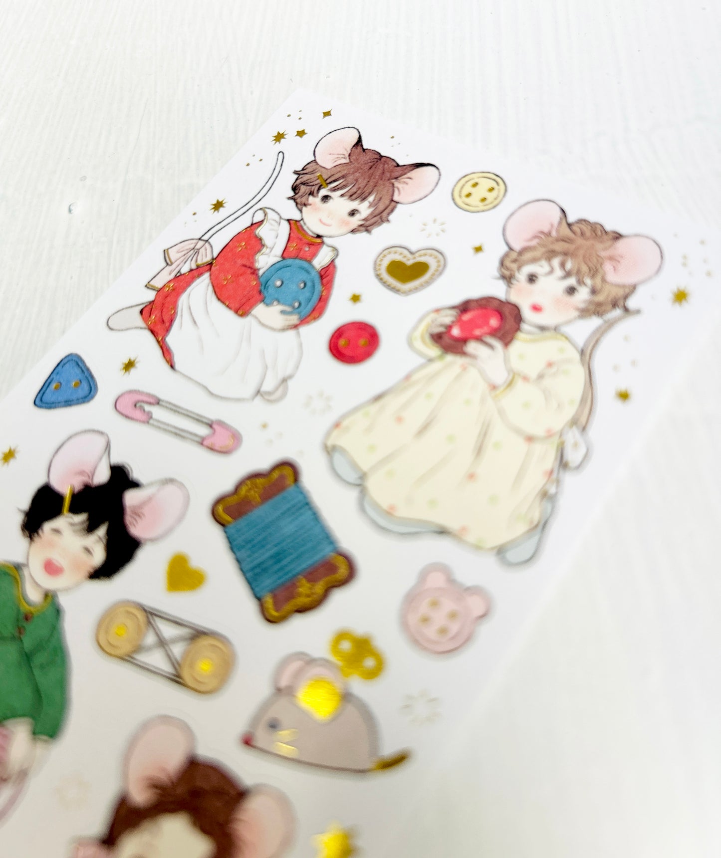 Yoovora Sewing Girls Gold Foil Sticker Sheet
