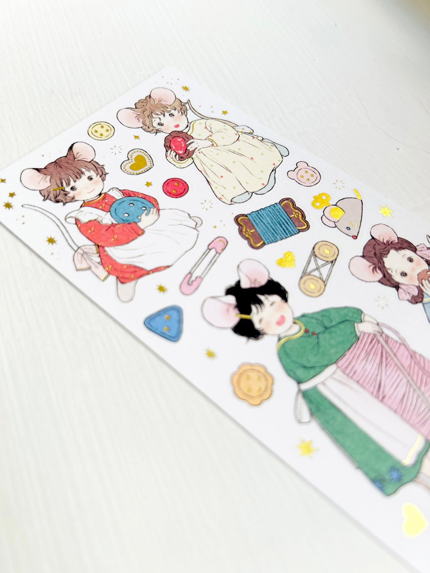 Yoovora Sewing Girls Gold Foil Sticker Sheet