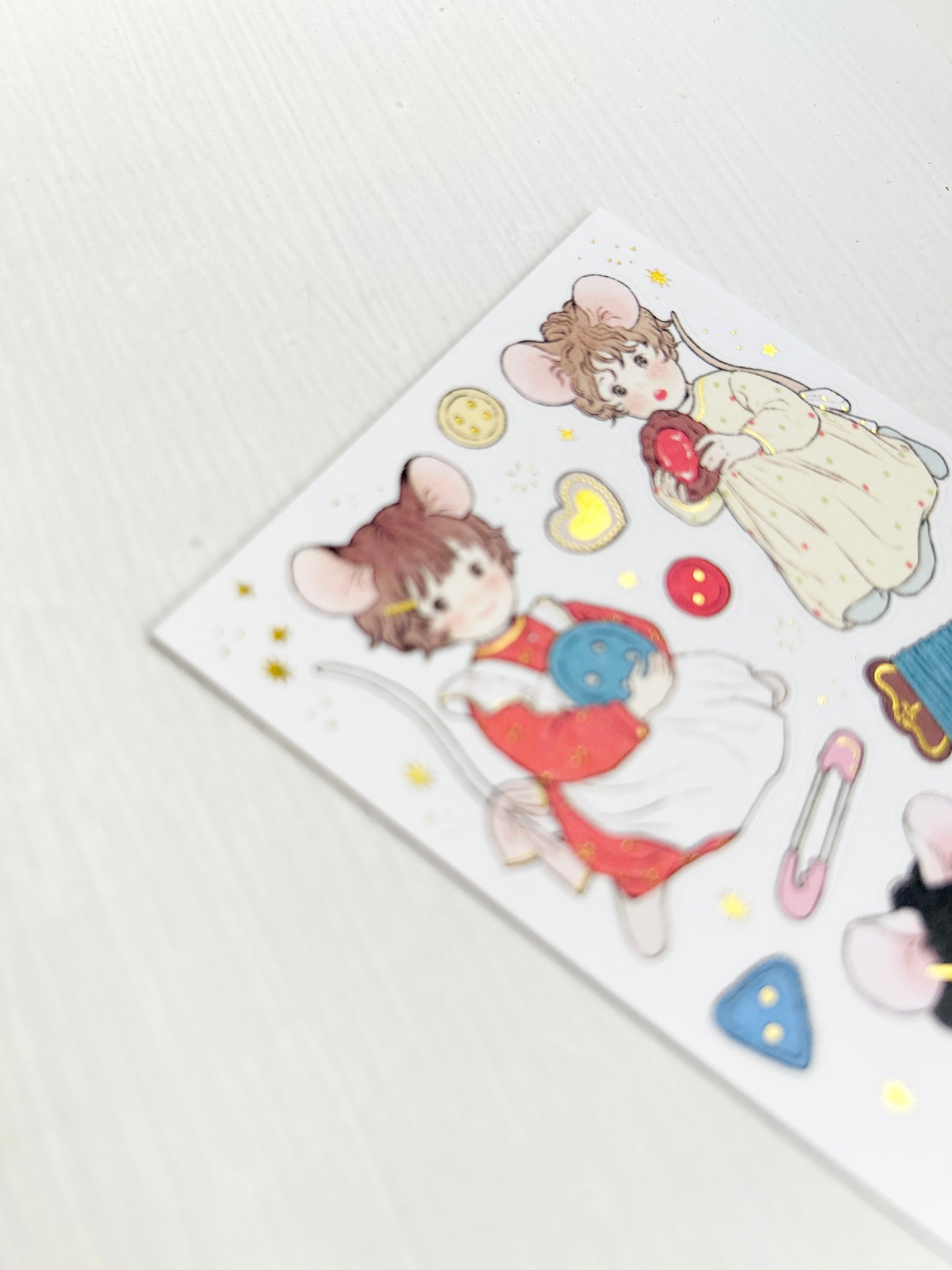 Yoovora Sewing Girls Gold Foil Sticker Sheet