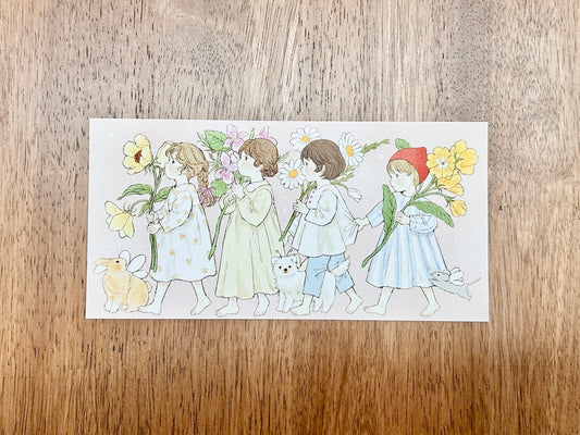 Yoovora Floral Girls Marching Postcard