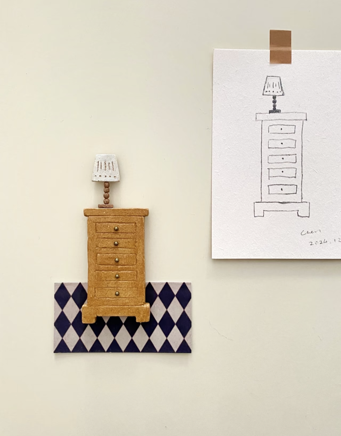 Little Hand Ceramic Vintage Furniture Magnet 【Drawer】