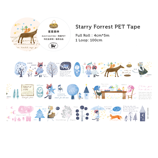 Nekocha Cats in the Starry Forrest PET Tape