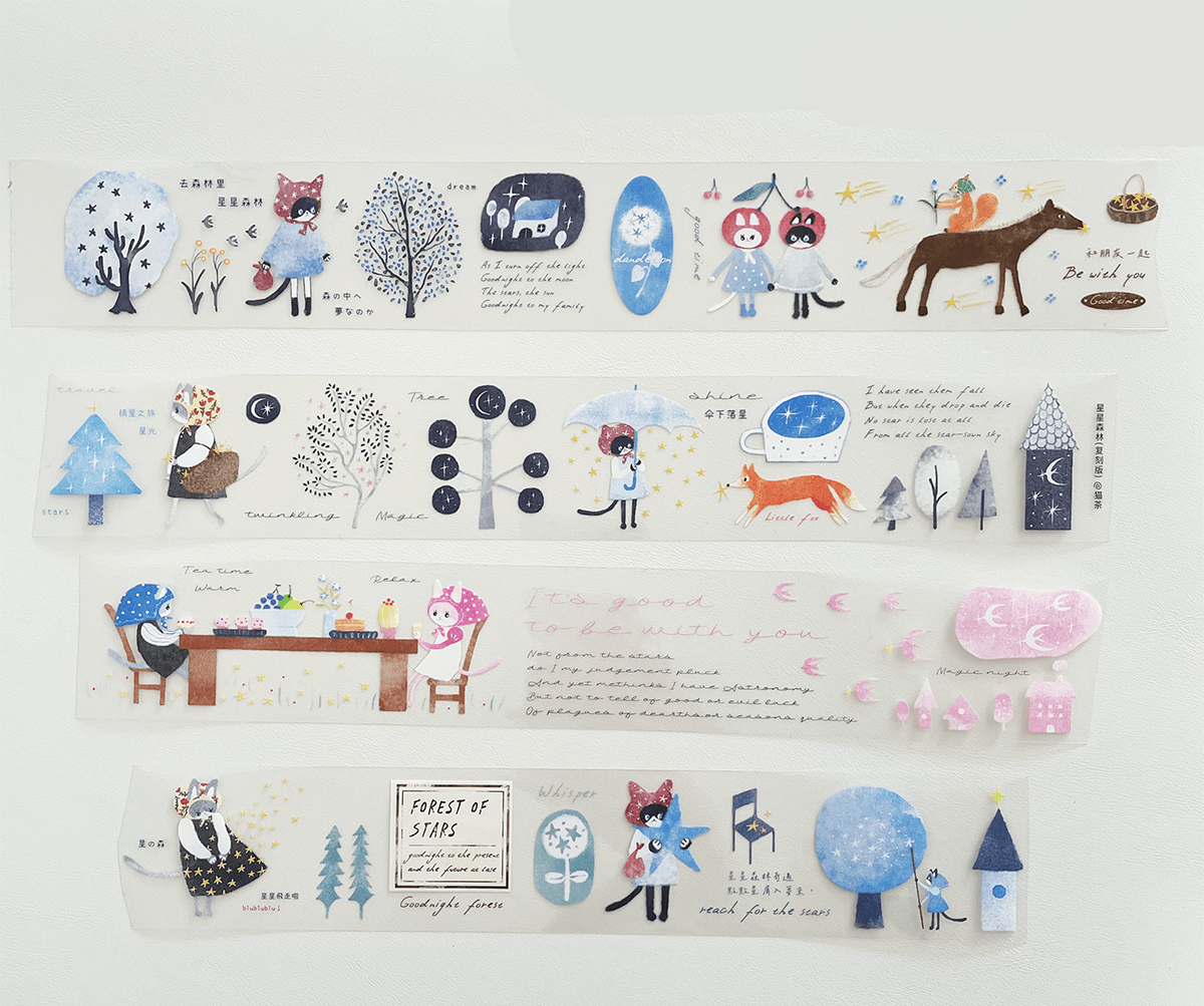Nekocha Cats in the Starry Forrest PET Tape