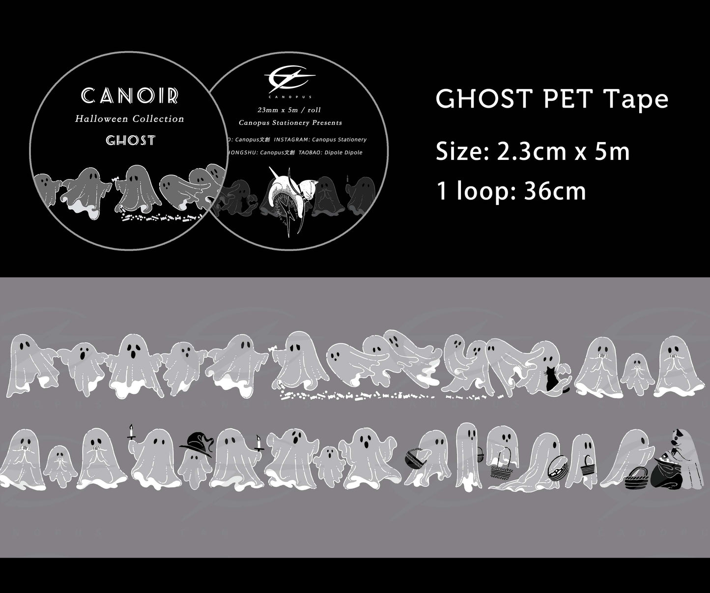 Halloween Themed Ghosts Goes Trick or Treat PET Tape