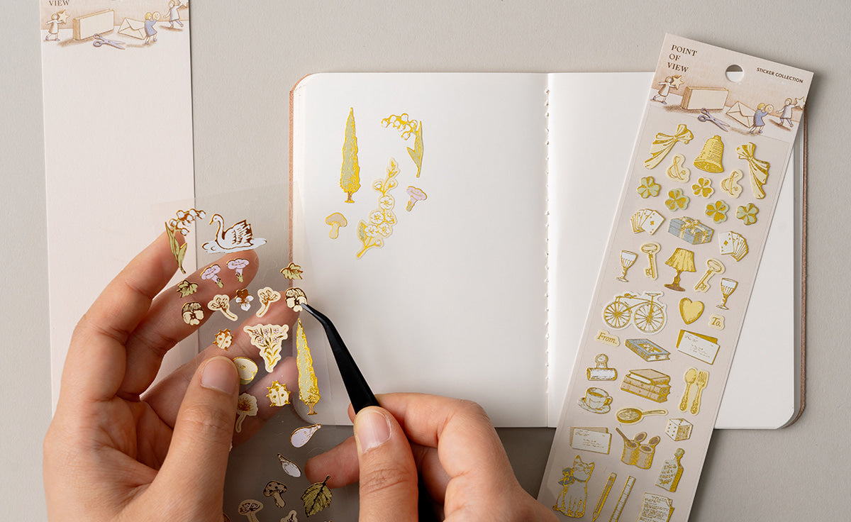 POV Whimsical Swan by the Pond Gold Foil Sticker Sheet