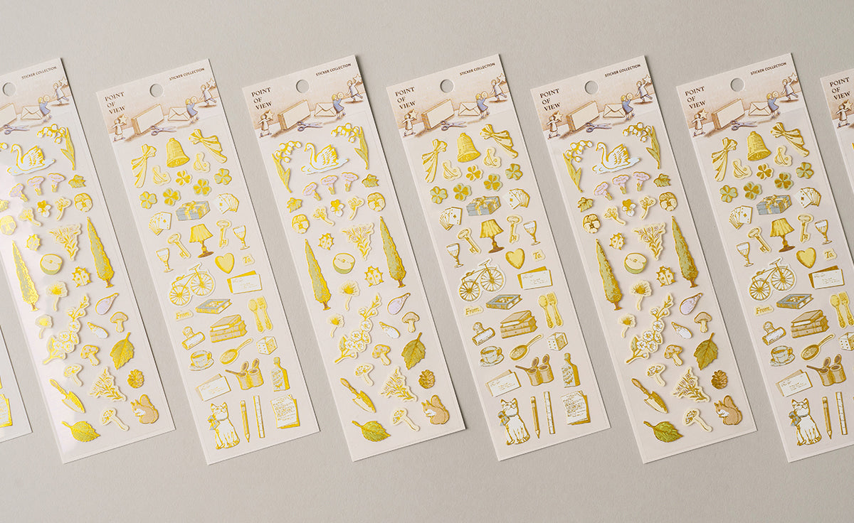 POV Whimsical Swan by the Pond Gold Foil Sticker Sheet