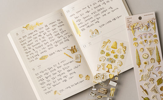 POV Vintage House Old Objects Gold Foil Sticker Sheet
