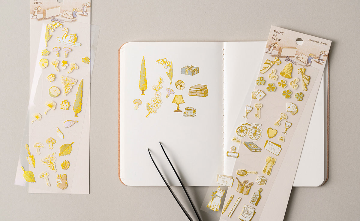 POV Vintage House Old Objects Gold Foil Sticker Sheet