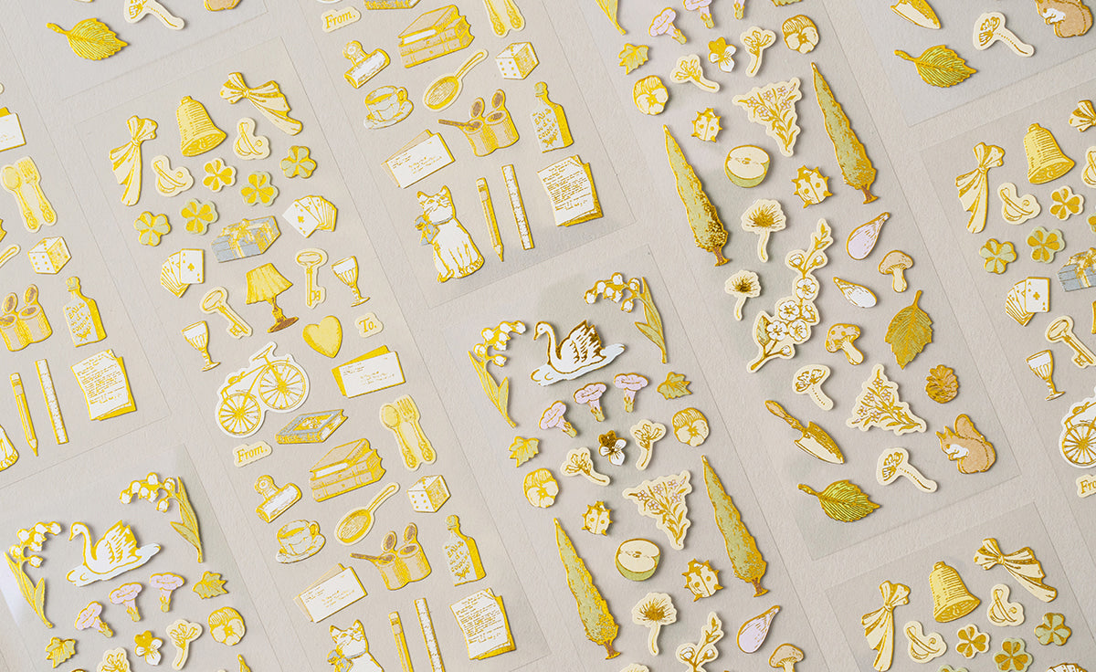 POV Whimsical Swan by the Pond Gold Foil Sticker Sheet