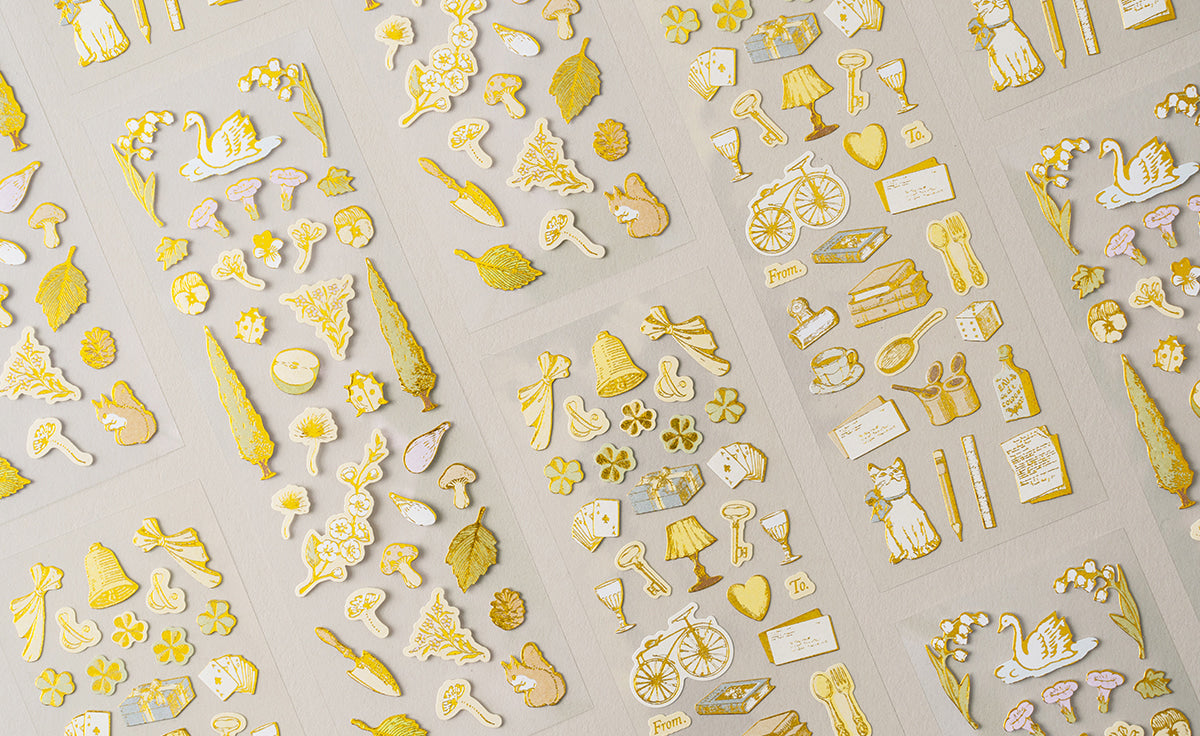 POV Vintage House Old Objects Gold Foil Sticker Sheet