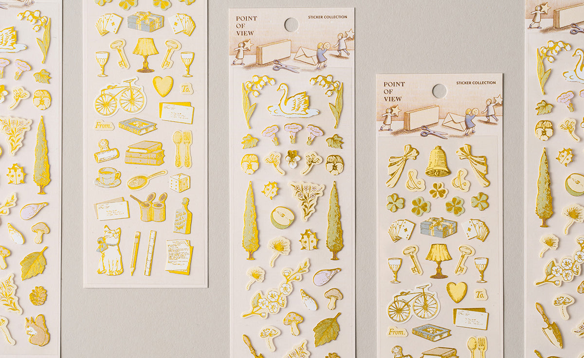 POV Whimsical Swan by the Pond Gold Foil Sticker Sheet