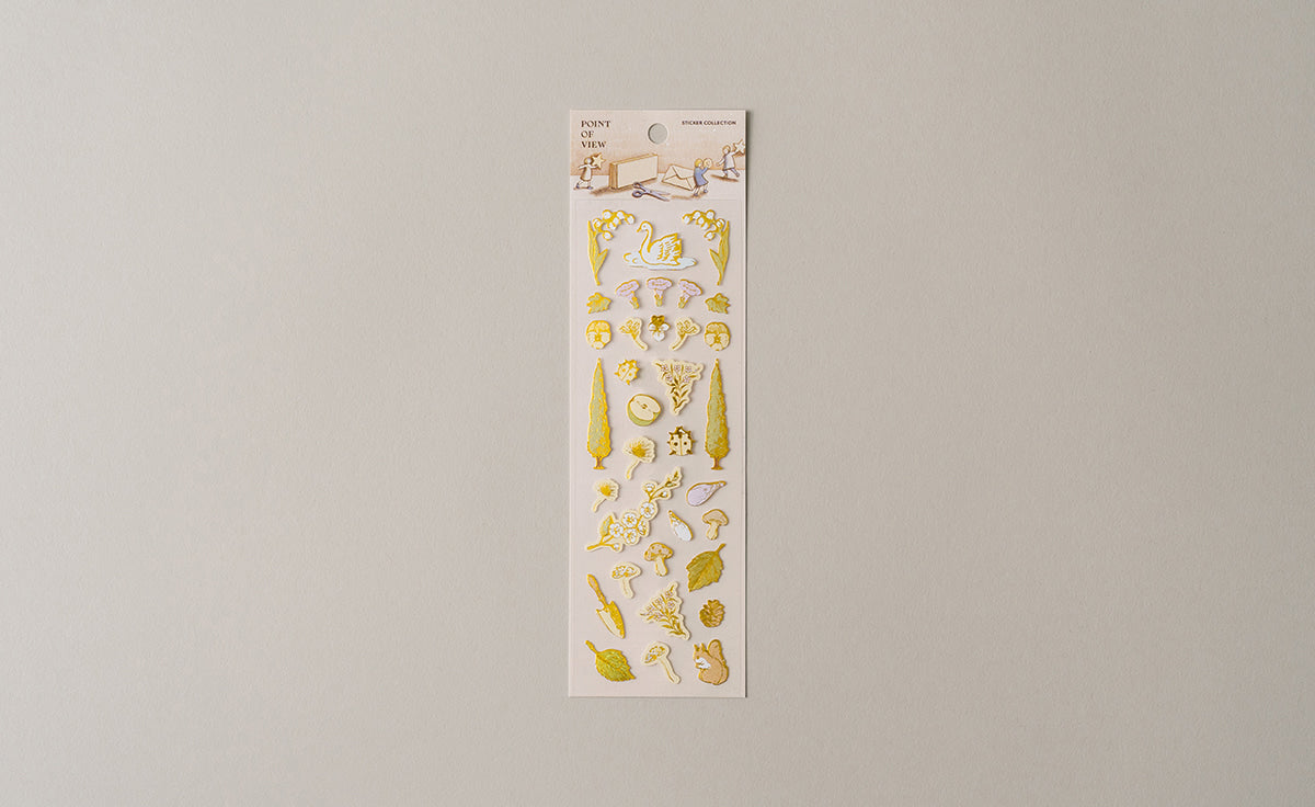 POV Whimsical Swan by the Pond Gold Foil Sticker Sheet