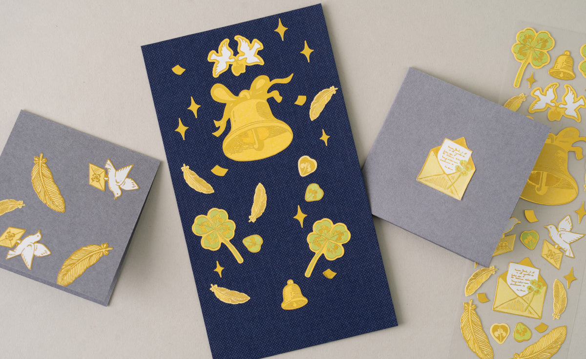 POV Church Bell and Pigeons Gold Foil Sticker Sheet