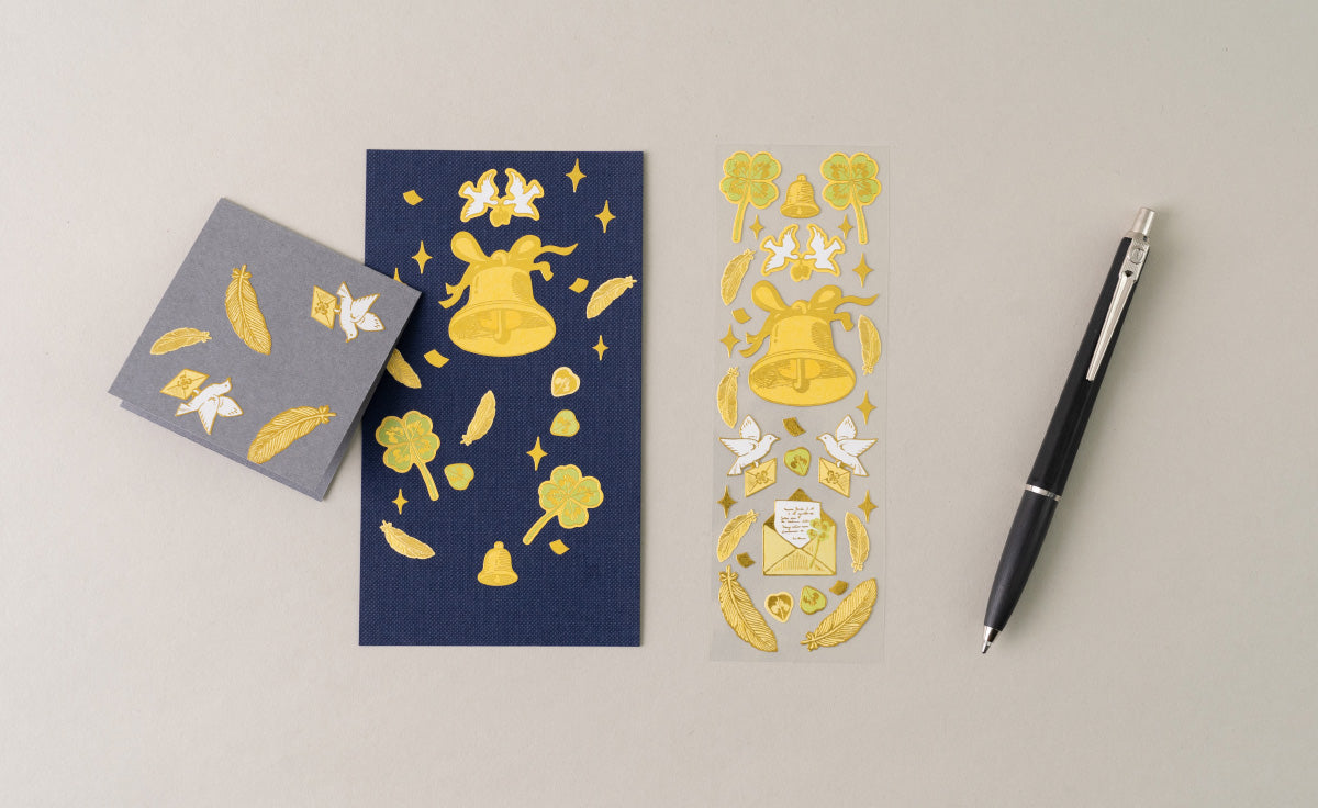 POV Church Bell and Pigeons Gold Foil Sticker Sheet