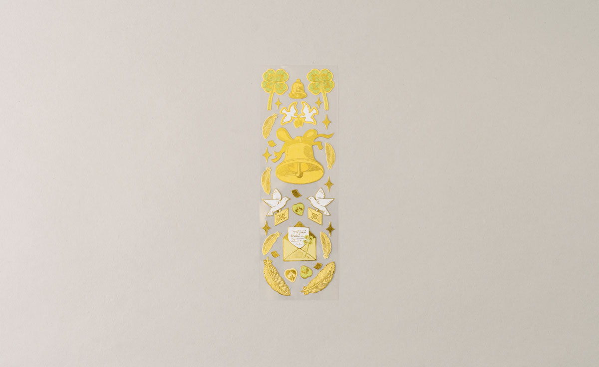 POV Church Bell and Pigeons Gold Foil Sticker Sheet