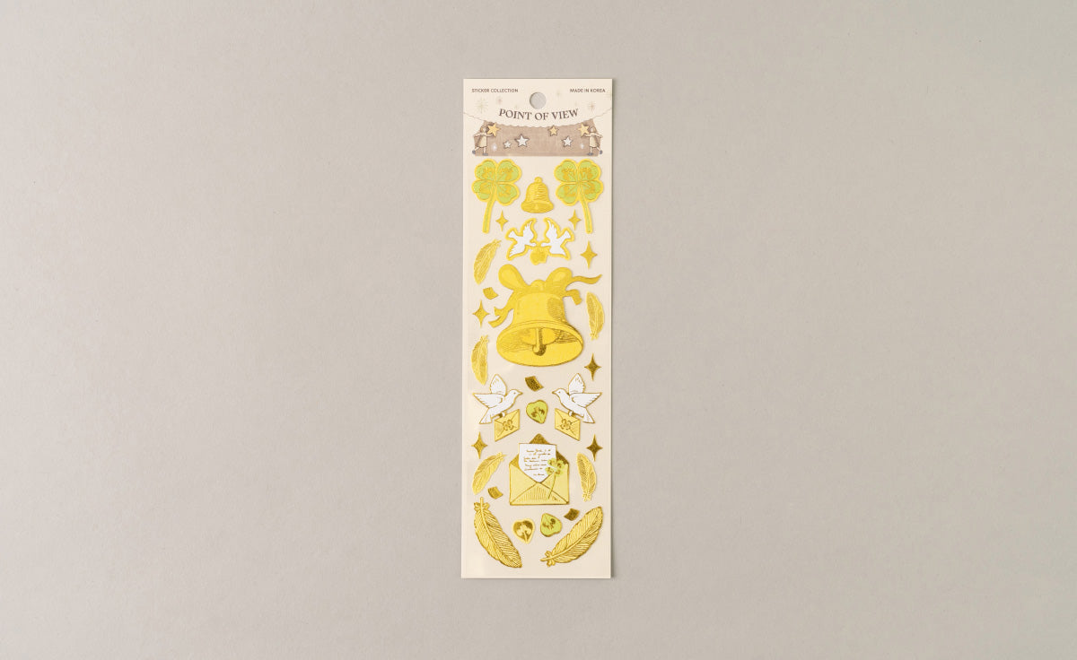 POV Church Bell and Pigeons Gold Foil Sticker Sheet
