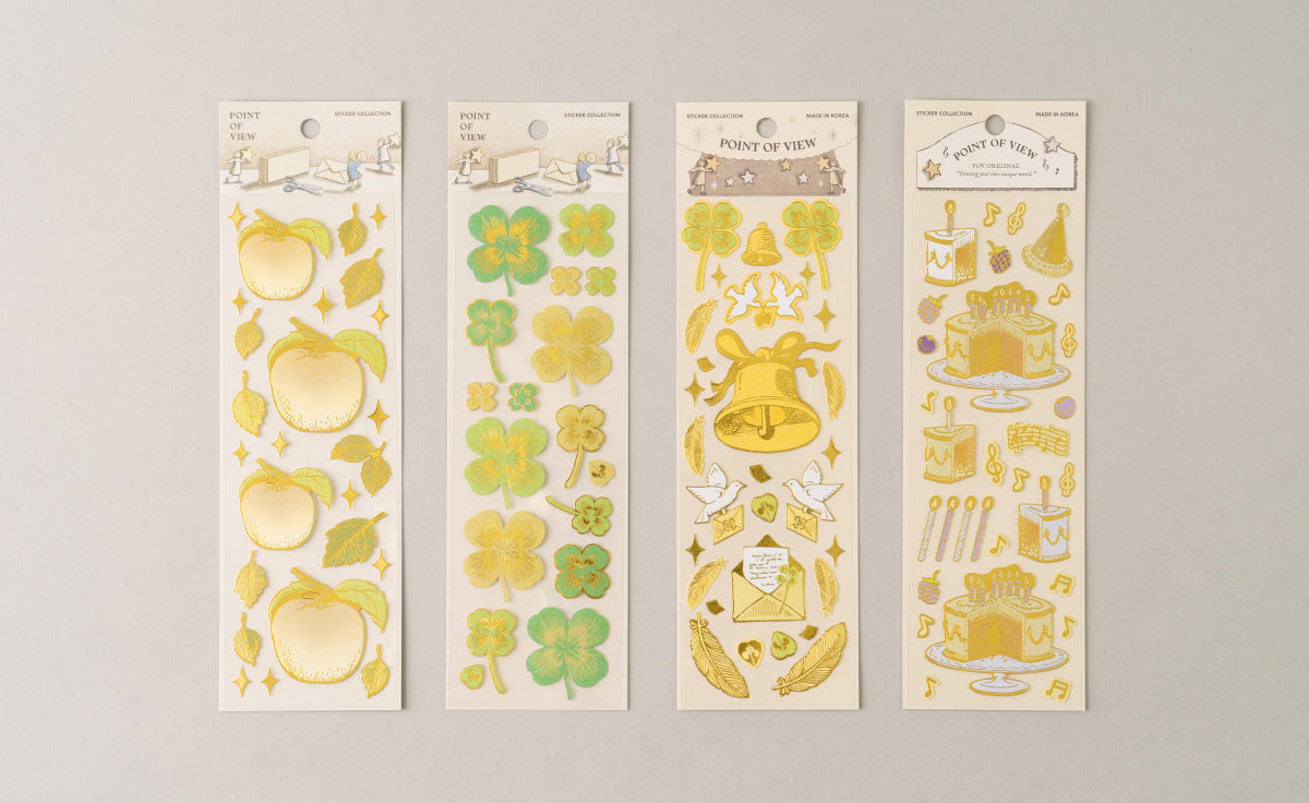 POV Birthday Cake Party Gold Foil Sticker Sheet