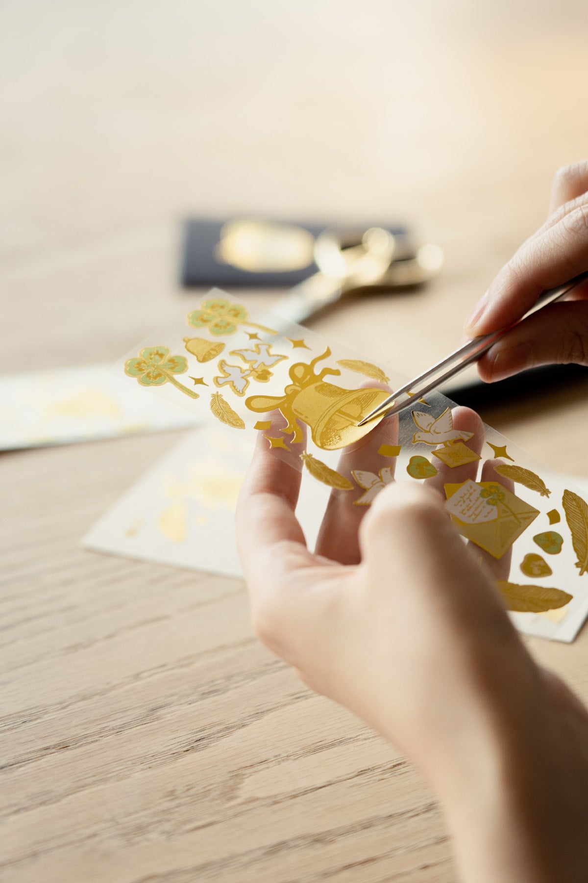 POV Church Bell and Pigeons Gold Foil Sticker Sheet